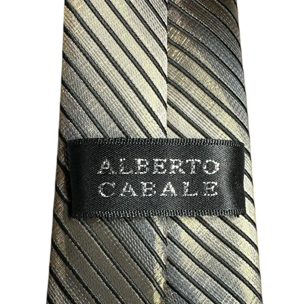 Kids Pre Tied Tie Metallic Silver Golden Shimmer Shiny Adjustable Alberto Cabale